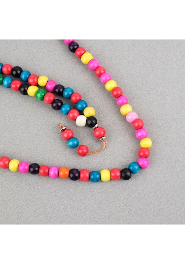 Bonibon 99luk Renklli Boyalı Ahşap Küre Kesim 10mm Namaz Tesbihi Çok Renkli