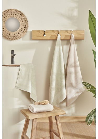 Karaca Home Sarah Anderson Alven 4 Parça Hamam Seti Yeşi-bej 160.22.08.0059 Bej - Yeşil