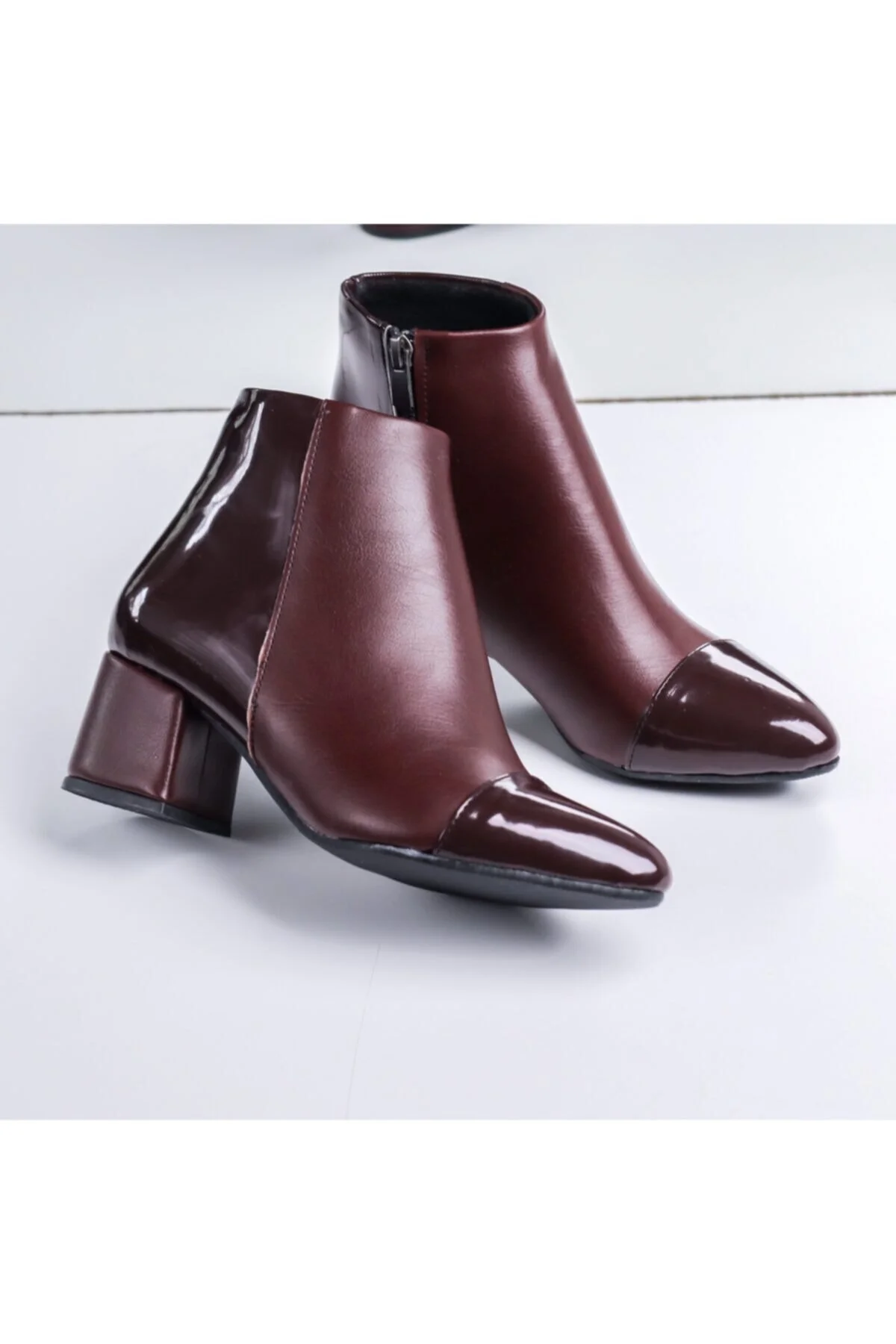 Nude Kadın Şık Bordo Bot Bordo