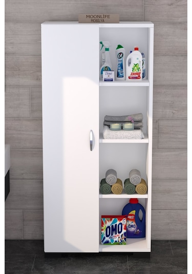 Silva Çok Amaçlı Tek Kapaklı Raflı Dolap Beyaz Beyaz