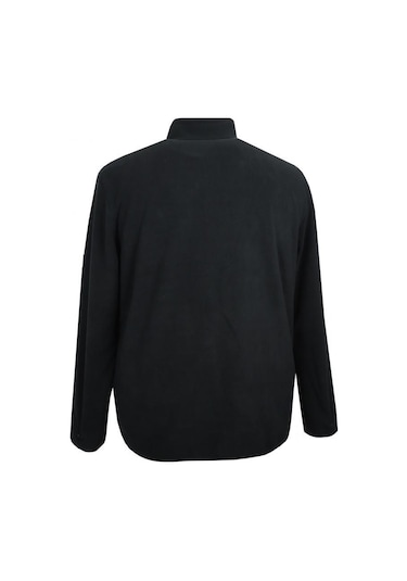 Erkek Büyük Beden Dik Yakalı Fermuarlı 122 Kg-172 Kg Arası İçin Uygun Bedenli Polar Sweat Mont Siyah