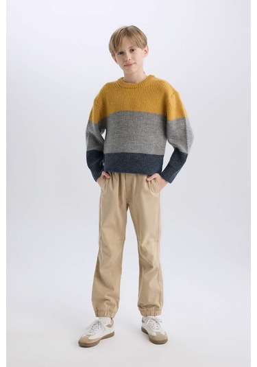 DeFacto Erkek Çocuk Bisiklet Yaka Renk Bloklu Triko Kazak C8111A824CWGR228