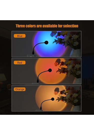 Pazly Aumotop D12397pu Gün Batımı Projektörü Led Lamba Renkli Işık Mor Işıklandırma Mor