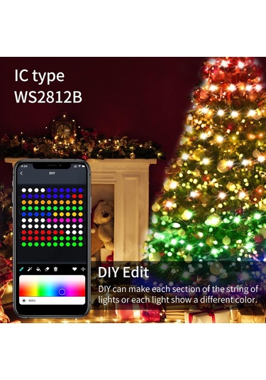 Dreamcolor Peri Noel Işıkları Led Dize Müzik Ws2812b Rgbıc Adreslenebilir Bluetooth Uygu Garland Parti Dekoratif Led Işık 56433738 Diğer