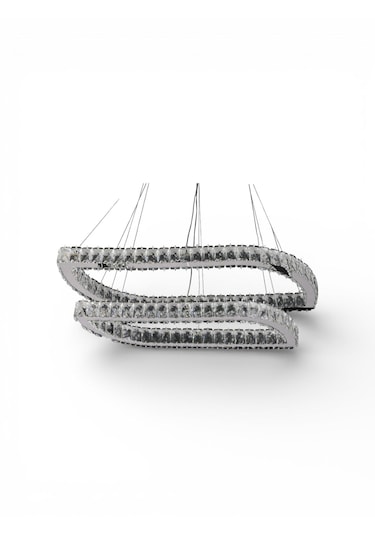 Elentra 2 Katlı Kristal Taşlı Ledli Avize Krom
