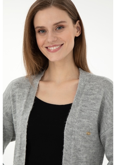 U.s. Polo Assn. Kadın Gri Melanj Hırka Triko 50297102-vr086 Gri Melanj