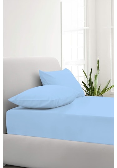 Ranforce Mavi Pamuklu Tek / Çift Kişilik Battal Tam Kenar Lastikli Çarşaf 14 Renk Fıtted Mavi