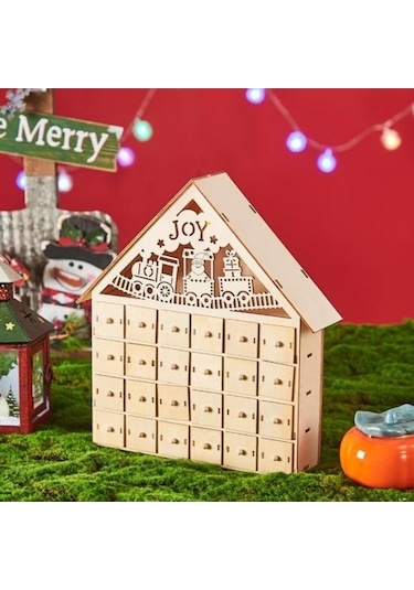 Pazly 24 Boş Çekmeceli Ev Şekli Noel Geri Sayım Takvimi Ev İle Ahşap Noel Advent Takvimi C C