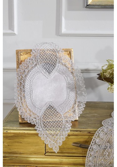 Fransız Güpürlü Kadife Yağmur Salon Takımı 5 Parça Gri Gri