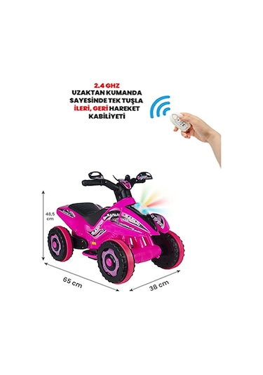 Kumandalı Akülü Araba 6 Volt 2-4 Yaş Pembe