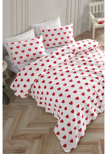 Pike Seti Baskılı Çift Kişilik Chole Beyaz Beyaz