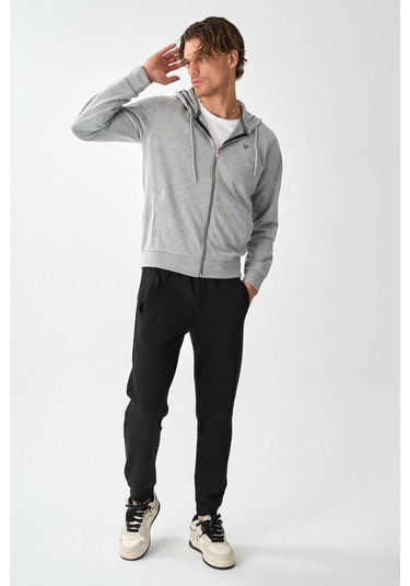 Dechers Tech Fleece Double Face Kapüşonlu Erkek Eşofman Takım E213-18 Açık Gri