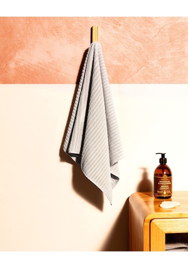 Madame Coco Brest İpliği Boyalı Yüz Havlusu - Pudra - 50x85 cm - Natural Koleksiyon Gri