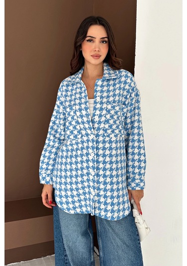 Kazayağı Gömlek Mavi Mavi