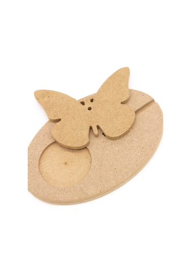 Na Neşeli Ahşap Kelebek Temalı Ahşap Bardak Altı, Mumluk Ve Dekor Seti - Kahve Sunmu , Süs, Ahşap Boyama Model Bardakaltıkelebek1boyasız