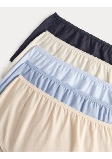 Marks & Spencer 5'li Cotton Lycra Full Brief Külot Seti Mavi Mix