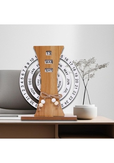 Lijinxu Ahşap Sürekli Takvim El Sanatları Masa Dönme - Dolap