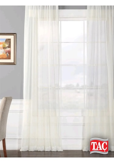 Taç Düz Beyaz Vual Tül Perde / Ölçünüze Özel Dikim