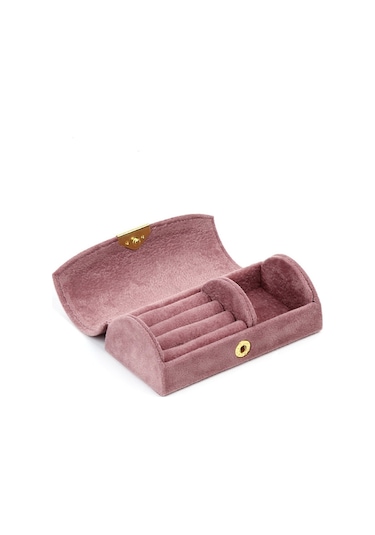 Cbtx Taşınabilir Seyahat Kemerli Takı Saklama Kutusu Küpe Bileklik Takı Organizatör Vitrin - Pembe