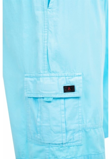 Miami Beach Mint Kargo Cepli Beli Lastikli Unisex Keten Şort %100 Pamuk 001