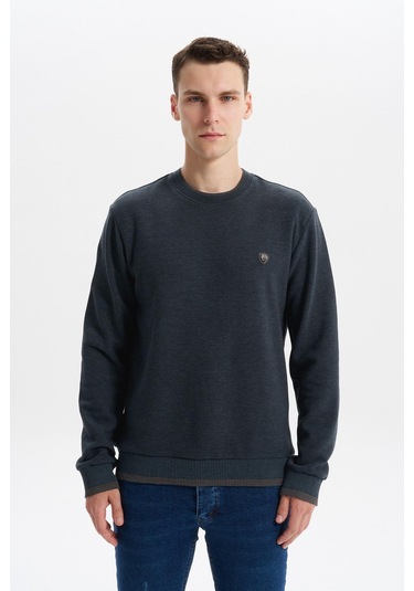 Arma Erkek Regular Fit Örme Selanik Kazak %65 Pamuk %35 Polyester, Karbon Fırçalı, Basic Bisiklet Yaka K30124699002 Gri