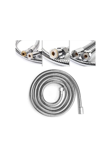 Fusty Universal Eko B Kalite Duş Hortumu Krom Duş Spirali 150 Cm - Tüm Duş Başlıkları Ile %100 Uyum Gümüş