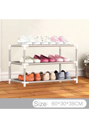 Mufunye Kollektif Oda Ve Okul İçin 3-8 Katlı Örgü Tkaneli Toz Koruma Ayırıcı Ayakkabı Rafı - Dıy Montajlı Ev Gereci Gri