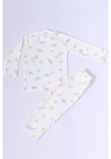 Hçm Bebek Pamuk Pijama Takımı Tenkli Baskılı Bisiklet Yaka A2 Yeşil
