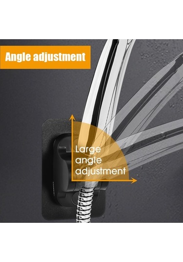 Primepickings B-01 7.2x7.2cm Ayarlanabilir Duş Tutucu Evrensel Kendinden Yapışkanlı Duş Başlığı El Brak 2 Katlı Gri