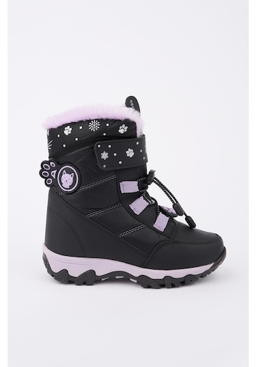 Muggo Tigger İçi Kürklü Bağcıklı Ve Cırtlı Kız Çocuk Bot Siyah