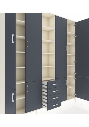 Arges Dolap 17 Raflı 4 Çekmeceli 8 Kapaklı 220x30x243 Aytaşı-antrasit/antrasit Antrasıt/antrasıt