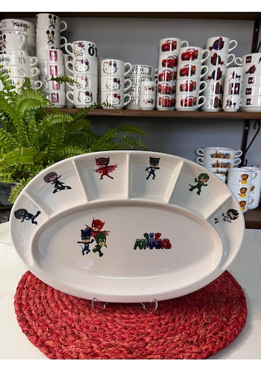 7 Bölmeli Pjmasks Kahvaltı Tabağı Çok Renkli