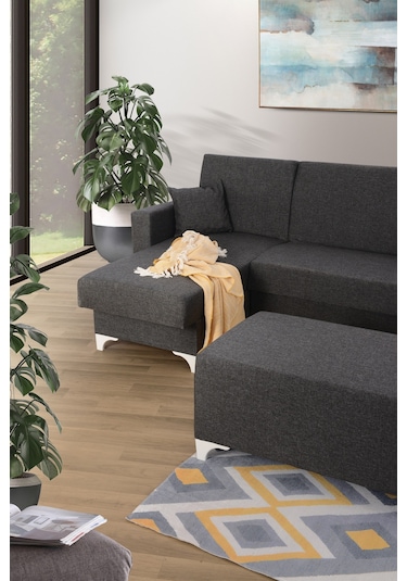 Azra Yatak Köşe Koltuk Takımı Sandıklı Tam Ortopedik + Puf 155 x 220 CM