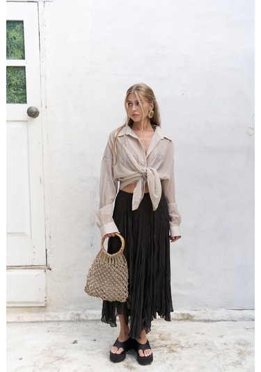 Mai Collection Mai Studios Co. Syaritta Oversize Vizon Transparan Gömlek VİZON