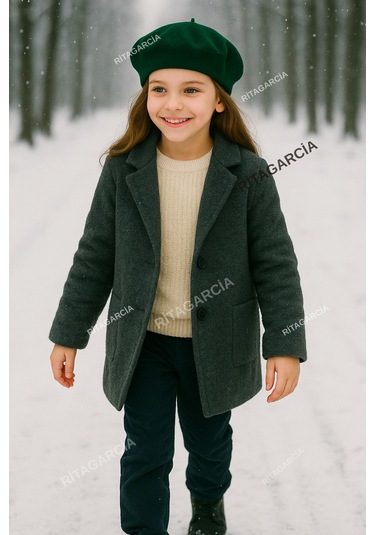 Çocuk Fransız Keçe Ressam Bere Koyu Yeşil