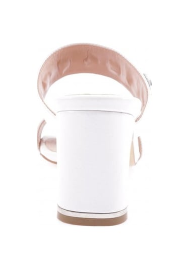 Dgn 1043-23y Kadin Kristal Taşli Bantli Topuklu Terlik 1043-2271-R8776 Beyaz