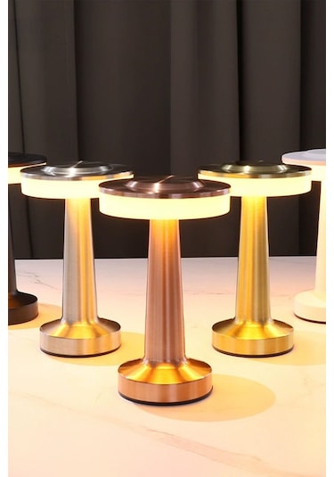 Gümüş Renkli Dekoratif Dokunmatik Masa Lambası Şarjlı Dim Edilebilir Renkli