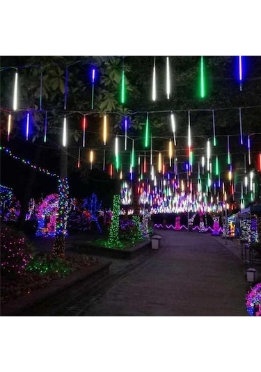 Novahub Yüksek Kaliteli Led Meteor Yağmuru Işıkları, Su Geçirmez Dış Mekan Dekorasyonu, 30cm 8 Adet, Avrupa Standartları Çok Renkli Çok Renkli