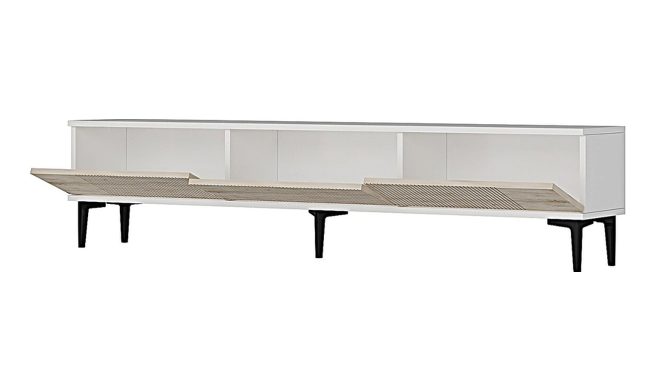 Tsa1803bt - Corsa180 Tv Stand, Tv Sehpası Beyaz-traverten Kapaklı 180cm Beyaz