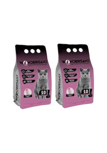Wondersand Bebek Pudra Kokulu İnce Topaklaşan Bentonit Kedi Kumu 2 x 10 L