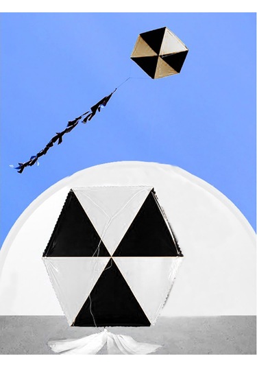 Taraftar Siyah Beyaz Altıgen Uçurtma 70 M İp Dahil