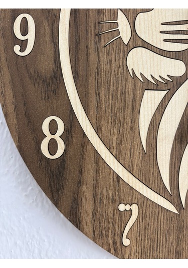 Safari Serisi - Aslan - Ahşap Duvar Saati - 40 Cm Ahşap