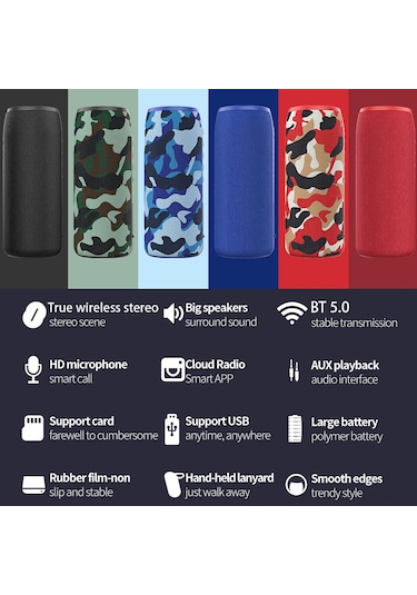 Geeksen Kırmızı Zealot S51 Bluetooth Hoparlör: 10w Hi-fi Stereo, Tws Fonksiyonu, 12 Saat Çalma Süresi, Ipx5 Su Geçirmez, Dışarıda Taşınabilir, Kart Okuyucu