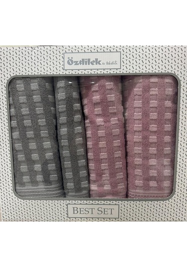 Özdilek Plus Pembe - Gri Best Set Hamam Seti Pembe Gri