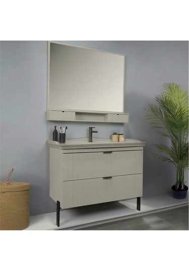 Kobos Noble 100 Cm Banyo Dolabı Seti Luna Gri