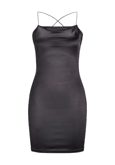 Jjxx Kare Yaka Slim Fit Siyah Kadın Elbise 12248800