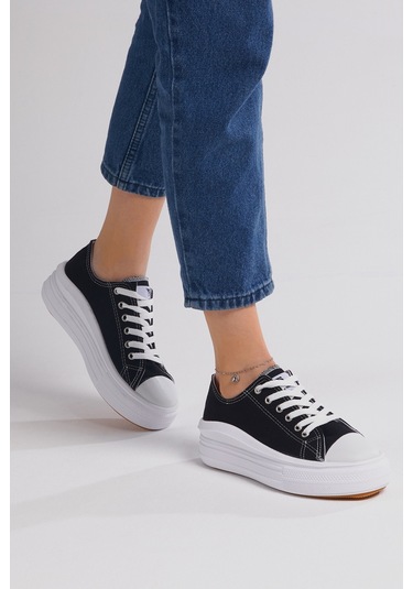 Tonny Black Kadın Siyah Rahat Kalıp Kalın Tabanlı Spor Ayakkabı