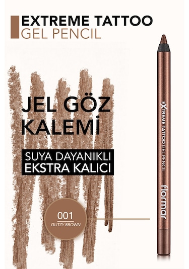 Flormar Extreme Tattoo Akmayan Kajal Göz Kalemi 001 Glitzy Brown