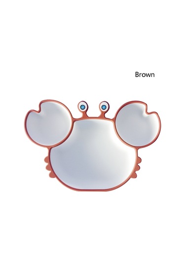 Sones Çocuklar Tek Parça Tam Silikon Masa Karikatür Yengeç Ayırma Plakası Kahverengi