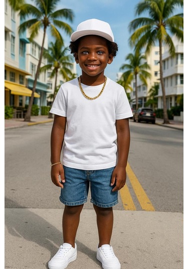 Ekru Çocuk T-shirt Kız Erkek Unisex %100 Pamuk Ekru